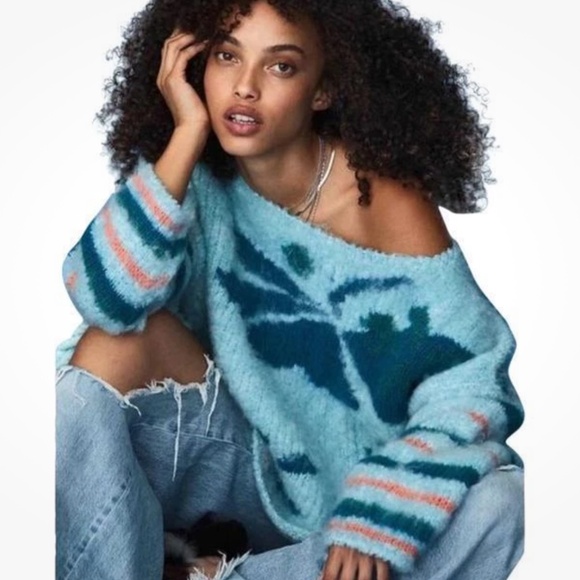 Free People Lily Sweater in Mosaic Sky Combo sz XS NWT $168R NWT - Picture 3 of 8